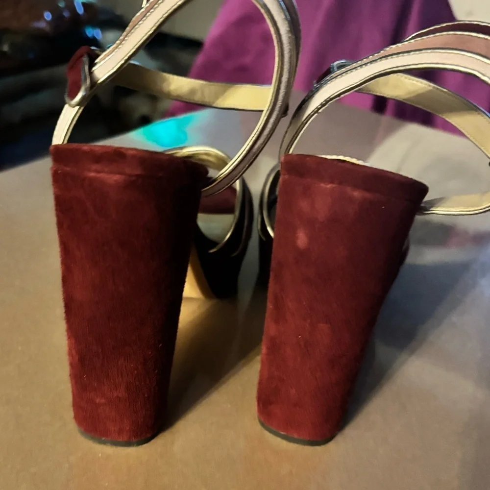 Michael Kors Burgundy and Blush Heeled Sandals Sz 9
